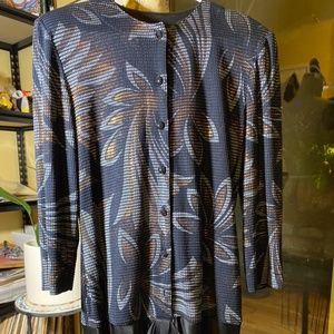 Vintage 80s Frances Et Vie Metallic Drop Waist 42